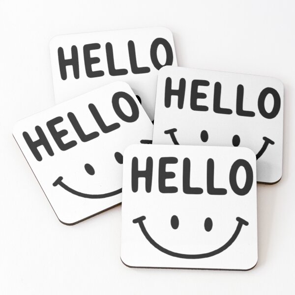 Item preview, HELLO Black text Hello Happy Smiley Face Graphic designed and sold by LUCKYHAPPYFINDS.