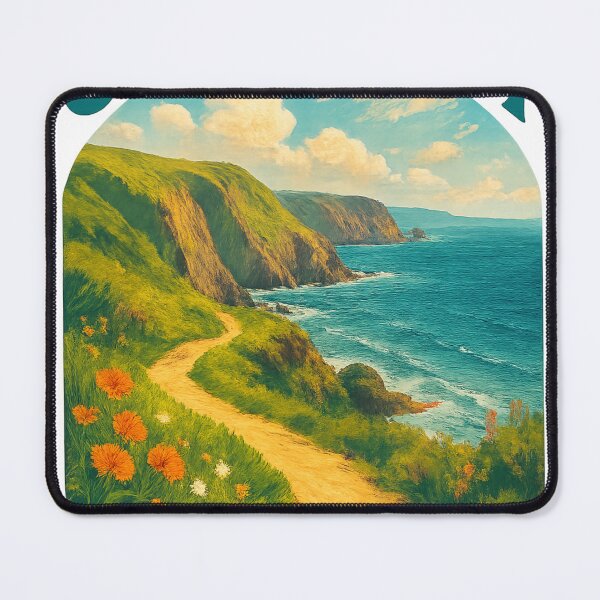 Item preview, South West Coast Path, Cornwall England – Cliffside Trail and Wildflowers designed and sold by Aryabek.