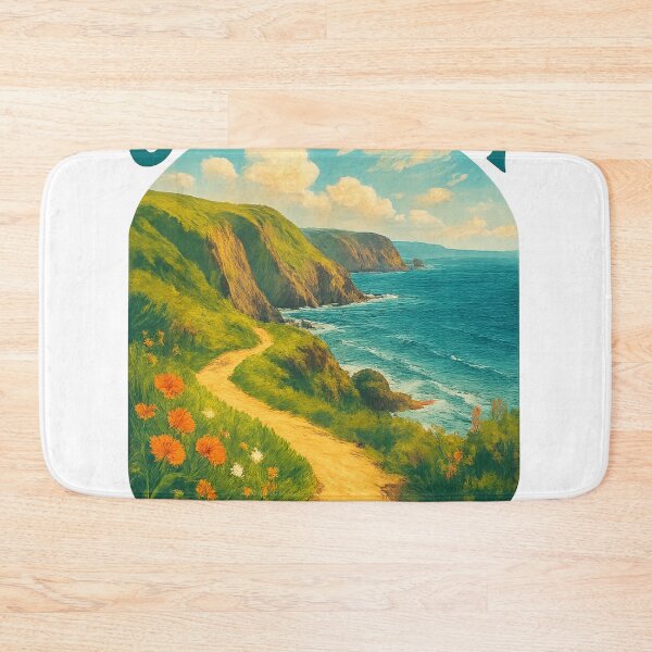 Item preview, South West Coast Path, Cornwall England – Cliffside Trail and Wildflowers designed and sold by Aryabek.
