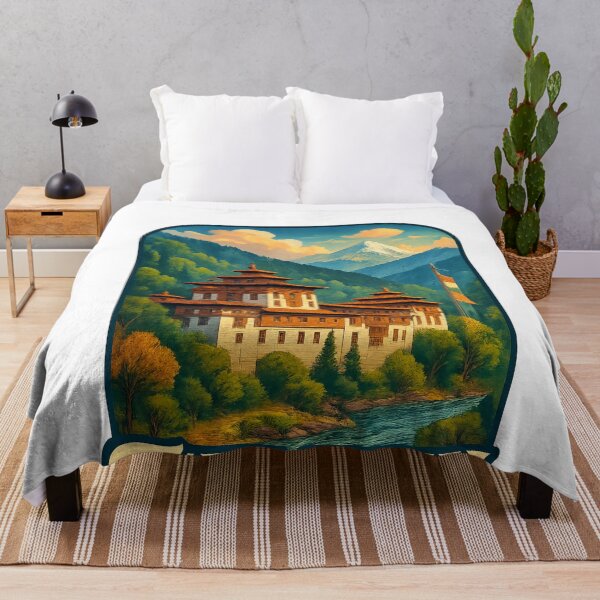 Item preview, Thimphu, Bhutan – Tashichho Dzong and Himalayan Backdrop designed and sold by Aryabek.