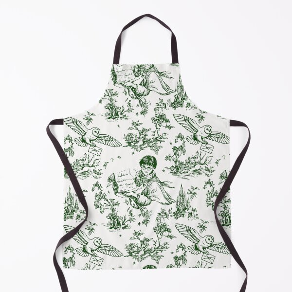 Item preview, Green Wizarding World Pattern - Young Wizard and Owl Toile de Jouy designed and sold by PricklyBearArt.