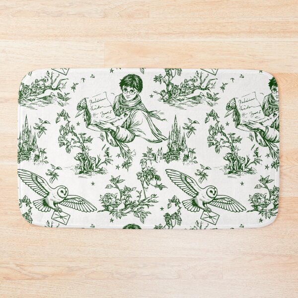 Item preview, Green Wizarding World Pattern - Young Wizard and Owl Toile de Jouy designed and sold by PricklyBearArt.