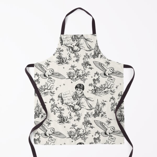 Item preview, Vintage Black Wizarding World Pattern - Young Wizard and Owl Toile de Jouy designed and sold by PricklyBearArt.
