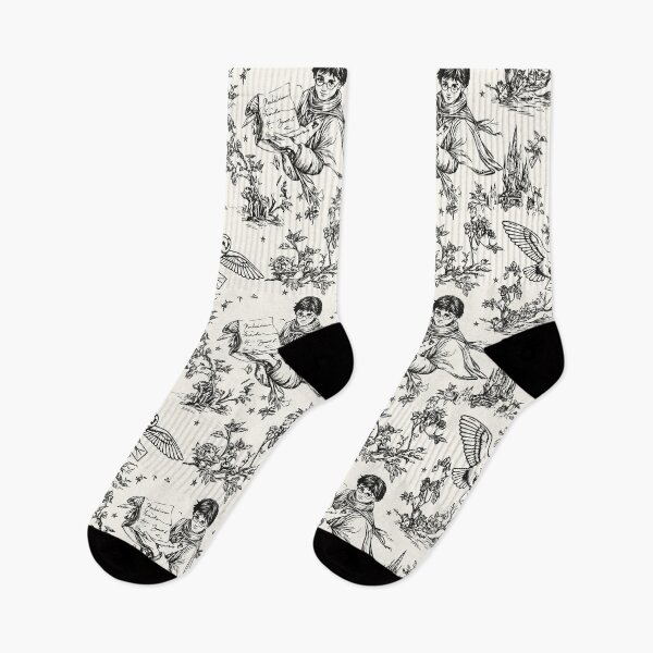 Item preview, Vintage Black Wizarding World Pattern - Young Wizard and Owl Toile de Jouy designed and sold by PricklyBearArt.