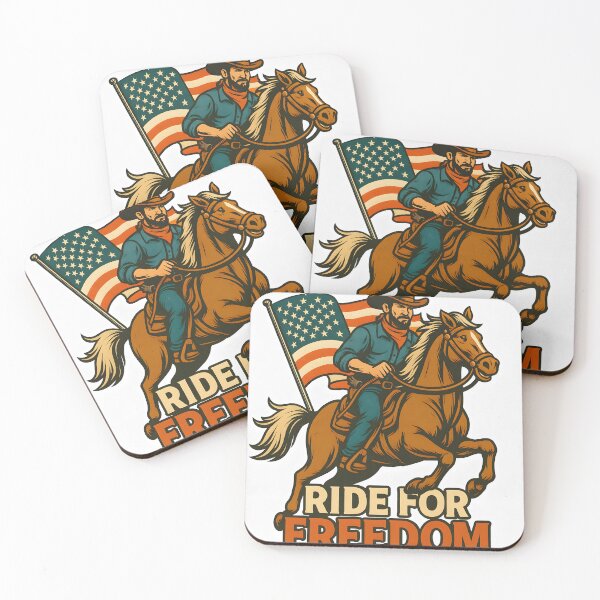 Item preview, Ride for Freedom – American Cowboy & Flag Illustration designed and sold by DanielULaN Artworks.
