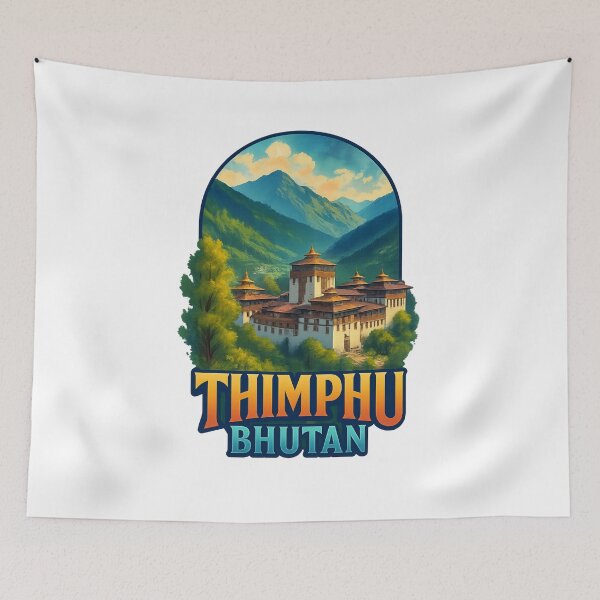 Item preview, Thimphu Bhutan – Tashichho Dzong and Himalayan Foothills designed and sold by Aryabek.