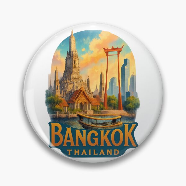 Item preview, Bangkok Thailand – Wat Arun and Giant Swing Skyline designed and sold by Aryabek.