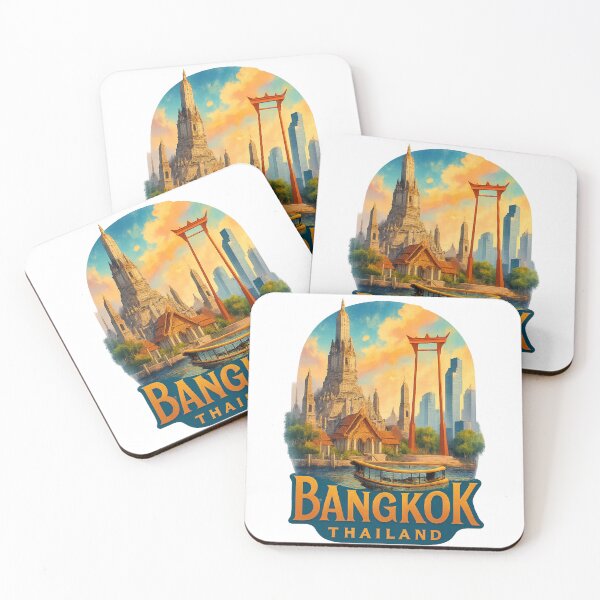Item preview, Bangkok Thailand – Wat Arun and Giant Swing Skyline designed and sold by Aryabek.