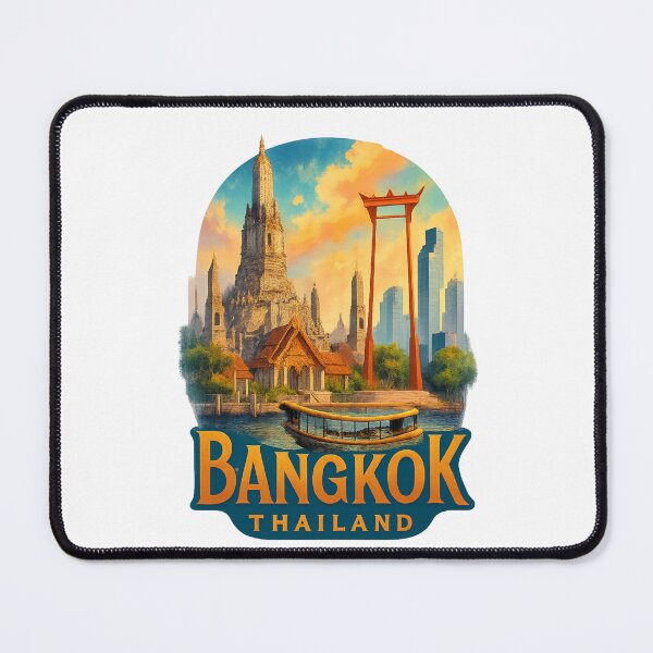 Item preview, Bangkok Thailand – Wat Arun and Giant Swing Skyline designed and sold by Aryabek.
