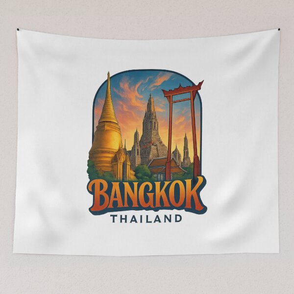 Item preview, Bangkok Thailand – Wat Arun and Golden Stupa Sunset designed and sold by Aryabek.