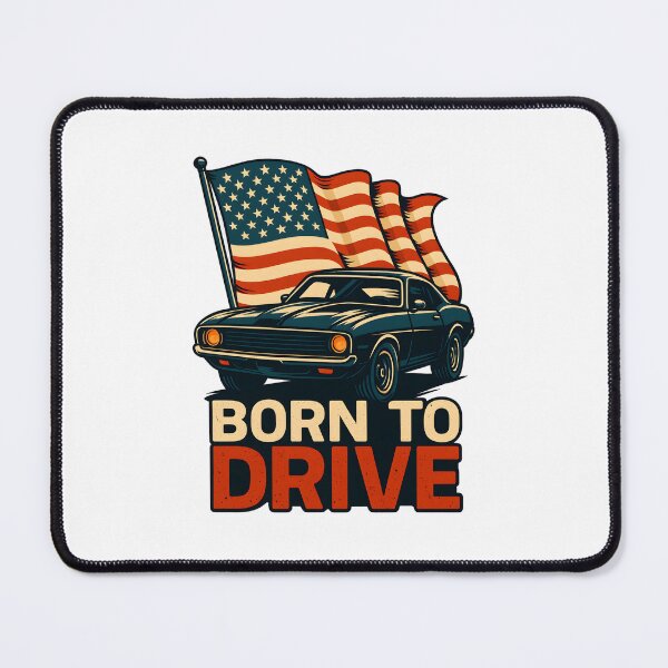 Item preview, Born to Drive – American Muscle Car & Flag Illustration designed and sold by DanielULaN Artworks.