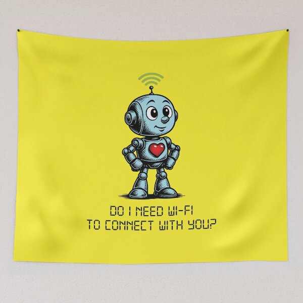 Item preview, Quirky Robot Wi-Fi Connection T-Shirt – Funny Geek Apparel designed and sold by Ovitees.