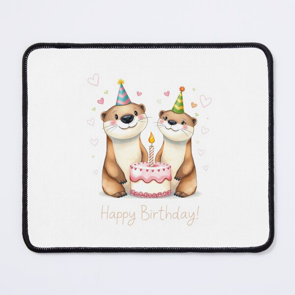 Item preview, Otter Couple Birthday Cake love heart happy kawaii gift christmas designed and sold by CheeseBlueprint.