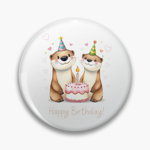 Item preview, Otter Couple Birthday Cake love heart happy kawaii gift christmas designed and sold by CheeseBlueprint.