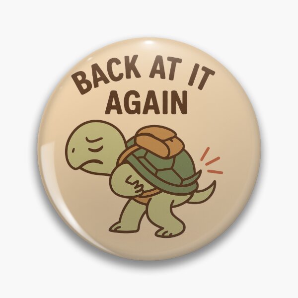 Item preview, Back At It Again – Funny Turtle Back Pain Pun Cartoon Design designed and sold by jelonkaa.