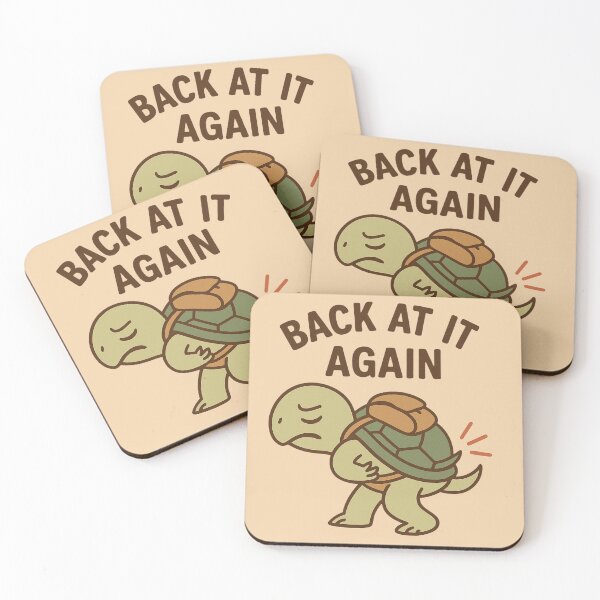 Item preview, Back At It Again – Funny Turtle Back Pain Pun Cartoon Design designed and sold by jelonkaa.