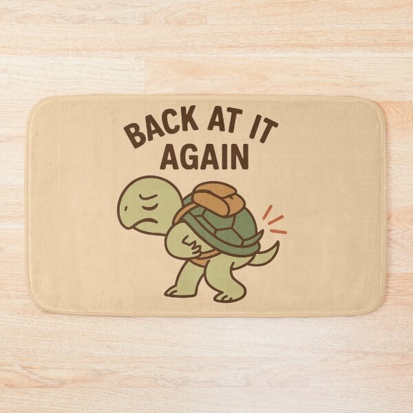 Item preview, Back At It Again – Funny Turtle Back Pain Pun Cartoon Design designed and sold by jelonkaa.
