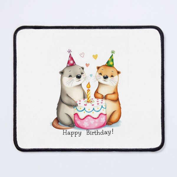 Item preview, Otter Couple Birthday Cake love heart happy kawaii gift christmas designed and sold by CheeseBlueprint.