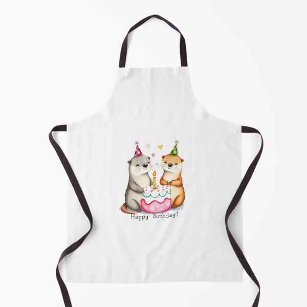Item preview, Otter Couple Birthday Cake love heart happy kawaii gift christmas designed and sold by CheeseBlueprint.