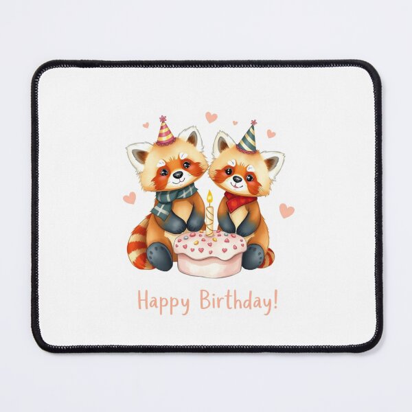 Item preview, Red Panda Couple Birthday Cake love heart happy kawaii gift christmas designed and sold by CheeseBlueprint.