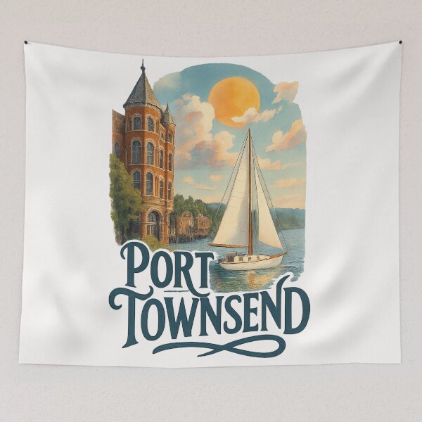 Item preview, Port Townsend Waterfront with Sailboat, Washington USA designed and sold by Places On Earth.