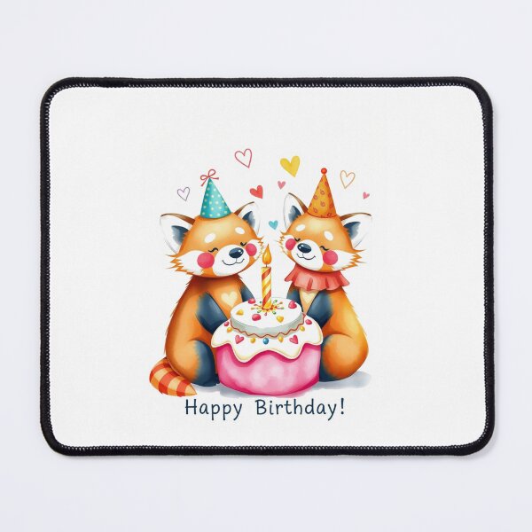 Item preview, Red Panda Couple Birthday Cake love heart happy kawaii gift christmas designed and sold by CheeseBlueprint.