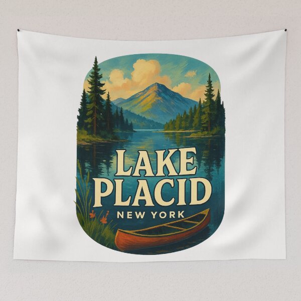 Item preview, Lake Placid New York – Adirondack Mountain View with Canoe designed and sold by Places On Earth.