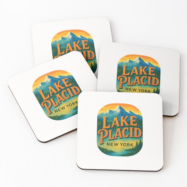 Item preview, Lake Placid New York – Snow-Capped Peaks and Sunset Glow designed and sold by Places On Earth.