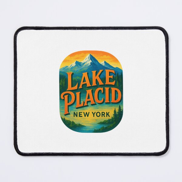 Item preview, Lake Placid New York – Snow-Capped Peaks and Sunset Glow designed and sold by Places On Earth.