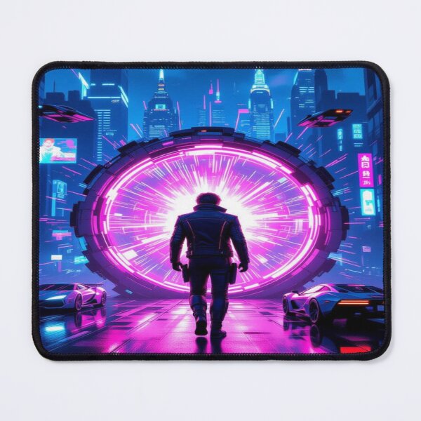 Item preview, Cyberpunk Portal Vibes – Time Travel Meets Neon City designed and sold by FotoworldEdel.