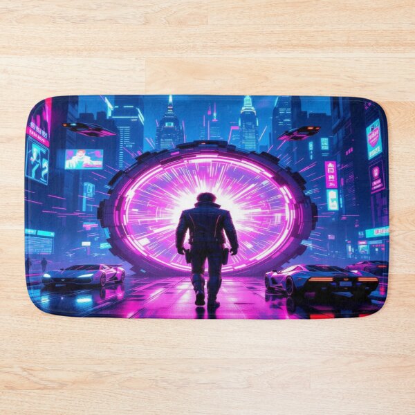 Item preview, Cyberpunk Portal Vibes – Time Travel Meets Neon City designed and sold by FotoworldEdel.