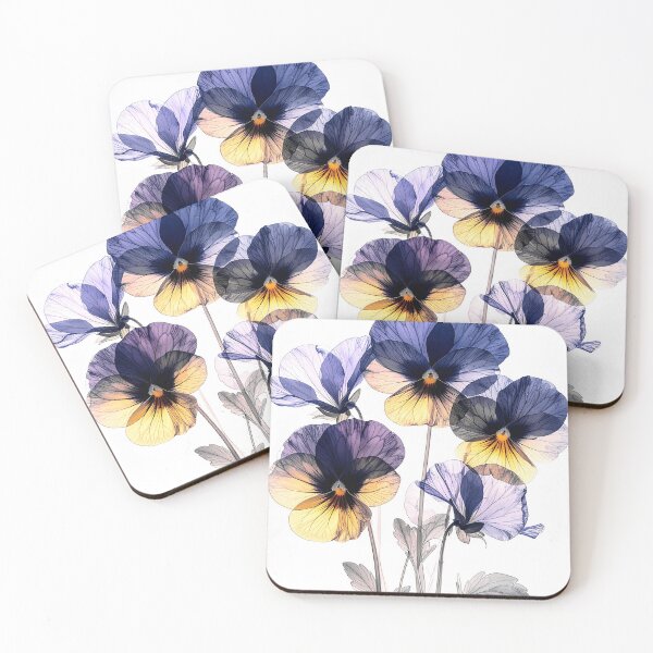 Item preview, pansy flowers x-ray style purple yellow designed and sold by LiskoDesign.