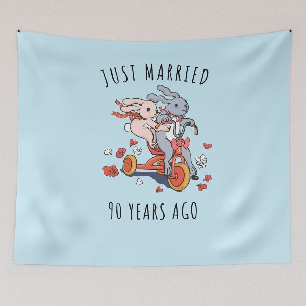 Item preview, Just Married 90 Years Ago - 90th Anniversary Couple Bunnies Tee, Phone Cases And Other Gifts designed and sold by MemWear.