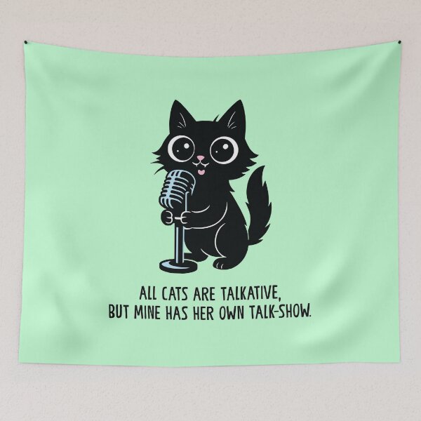 Item preview, Funny Black Cat Talk-Show T-Shirt – Perfect for Cat Lovers designed and sold by Ovitees.