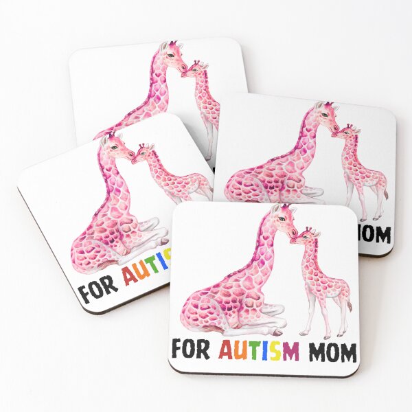 Artikelvorschau, Autismus-Mutter mit Giraffe und Baby – Tierdesign zur Aufklärung über Autismus entworfen und verkauft von MKShop91.