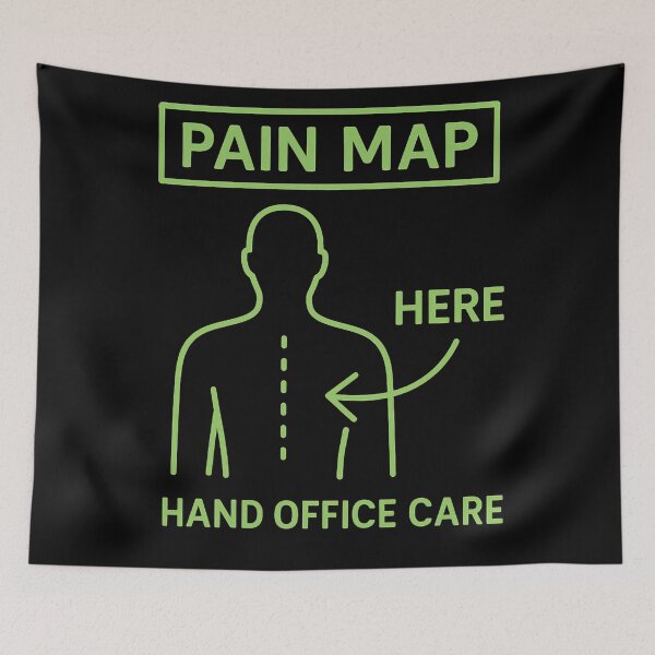Item preview, Pain Map – Funny Neon Back Pain Design with HERE Arrow designed and sold by jelonkaa.