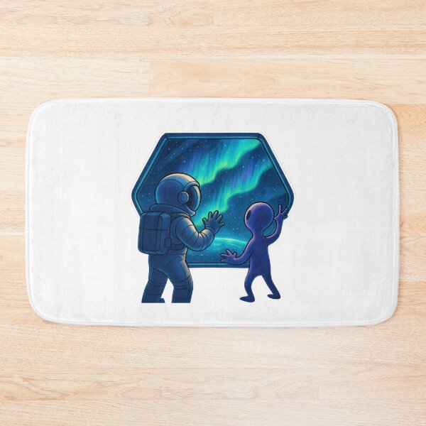 Item preview, Cosmic Auroras: Astronaut & Alien Watching from Space Station designed and sold by HEERMANArt.