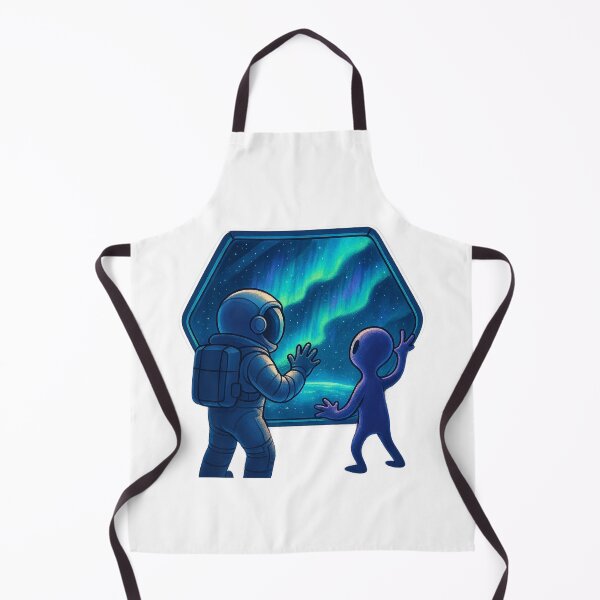 Item preview, Cosmic Auroras: Astronaut & Alien Watching from Space Station designed and sold by HEERMANArt.
