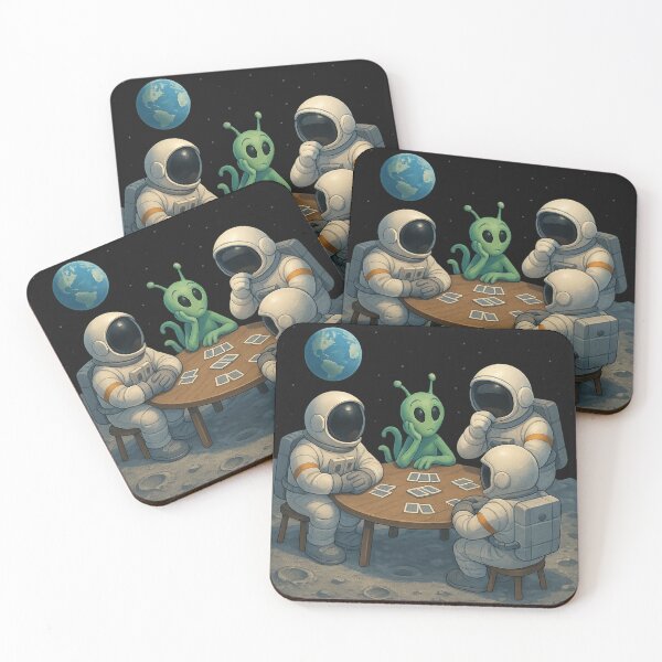 Item preview, Lunar Card Game: Astronauts & Alien Playing on the Moon designed and sold by HEERMANArt.
