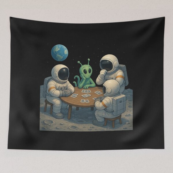 Item preview, Lunar Card Game: Astronauts & Alien Playing on the Moon designed and sold by HEERMANArt.