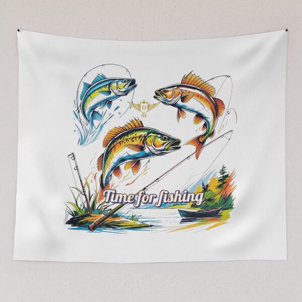 Item preview, Colorful Time for Fishing Rods and Fish designed and sold by DM.