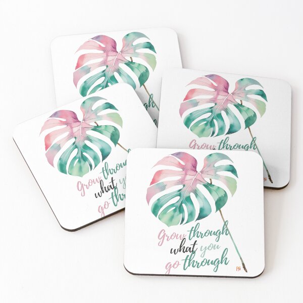 Item preview, Grow Through What You Go Through T-Shirt – Watercolor Monstera Leaf | Botanical Motivational Quote designed and sold by WovennDesigns.