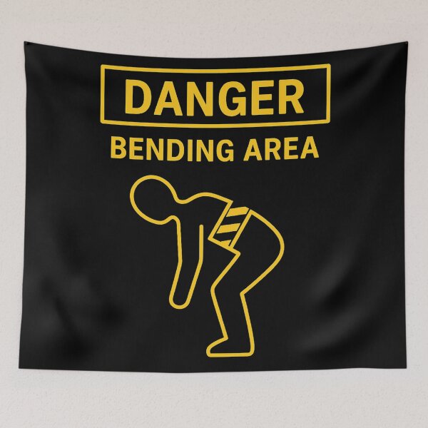Item preview, Danger: Bending Area – Funny Back Pain Warning Sign Design designed and sold by jelonkaa.