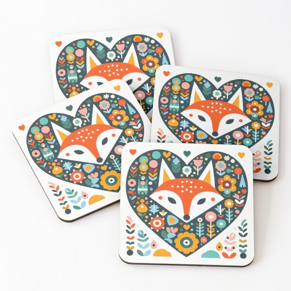 Item preview, Clever Fox Heart - Scandinavian Folk Art by heidiannemorris © designed and sold by FOLK ART FUSION by heidiannemorris.