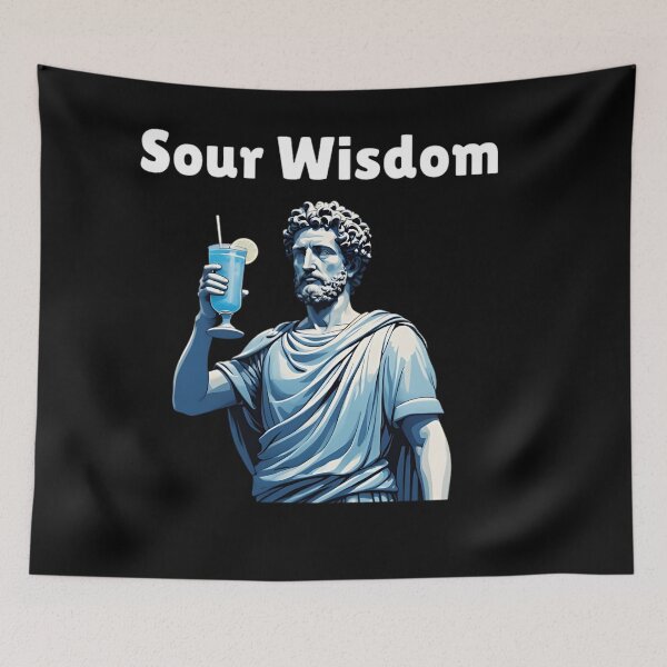 Item preview, Sour Wisdom - Marcus Aurelius's Stoic Statue Holding A Blue Electric Lemonade designed and sold by LexaArtworks.