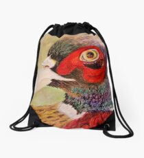 A Pheasant Portrait Drawstring Bag