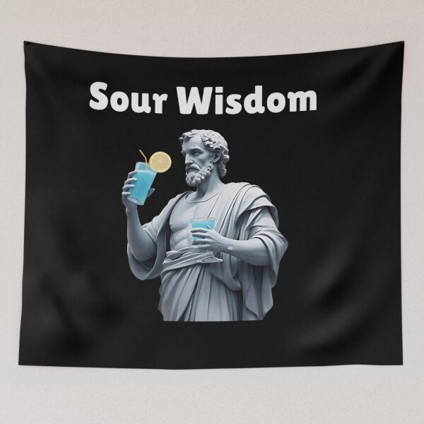 Item preview, Sour Wisdom - Epictetus's Stoic Statue Holding A Blue Electric Lemonade designed and sold by LexaArtworks.