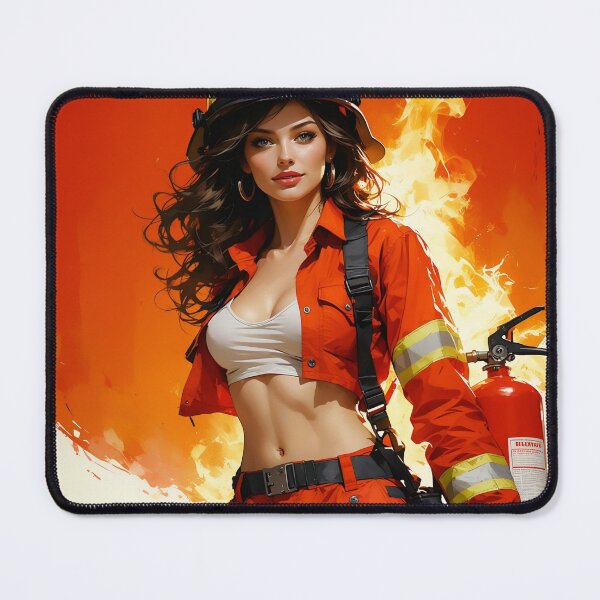 Item preview, "Hot Stuff in High Gear" – Sexy Firefighter Pinup Art designed and sold by Lightning-Lace.