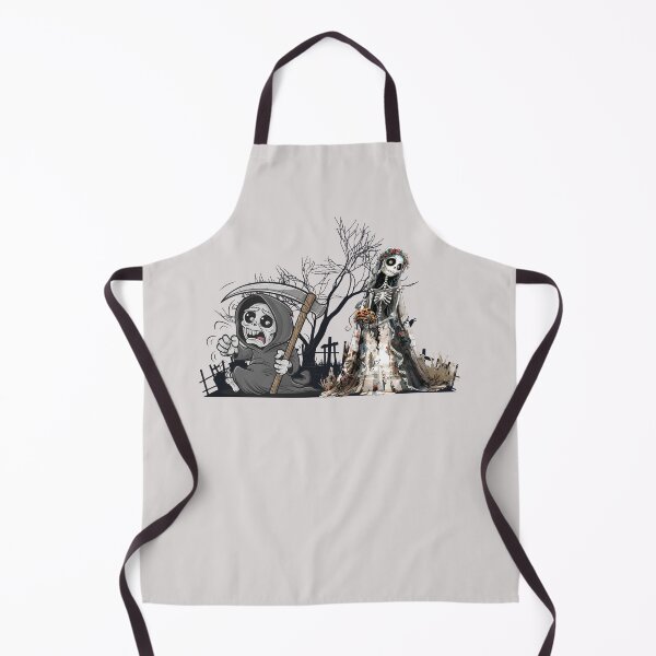 Item preview, A frightened Grim Reaper and a skeleton in a wedding dress. designed and sold by MagelliShop.