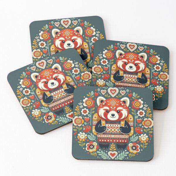 Item preview, Endangered Red Panda - Back to School Folk Art - Scandinavian Folk Art by heidiannemorris © designed and sold by FOLK ART FUSION by heidiannemorris.